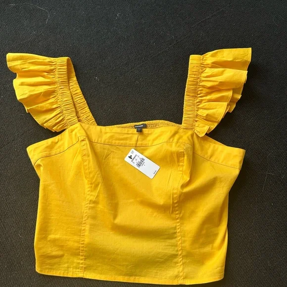 Express Yellow Ruffled Blouse - Picture 5 of 5